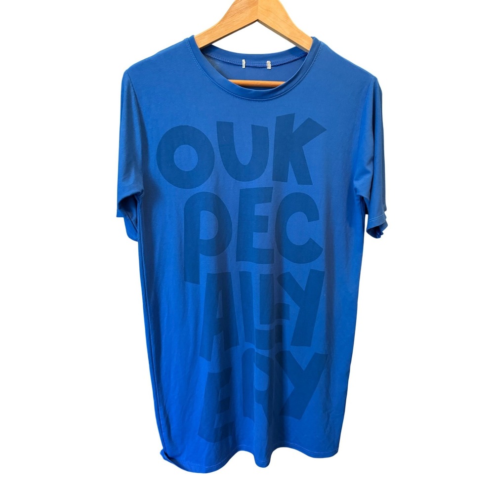 Mens Tonal Graphic‎ Print T-Shirt Medium Blue Short Sleeve Crew Neck Streetwear